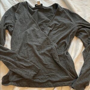 Frank & Oak Gray Long Sleeve Wrap Top